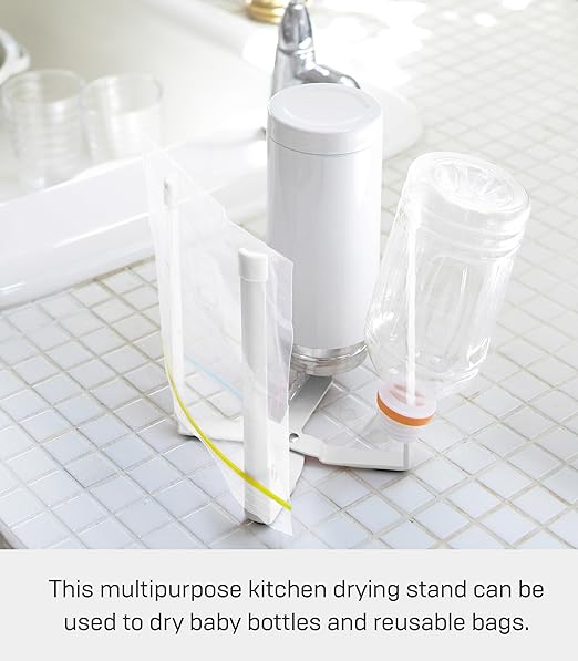 Yamazaki Home Tower Kitchen Multi Eco Stand - Multifunctional Compost Bag and Small Bottle Holder - Small - Steel