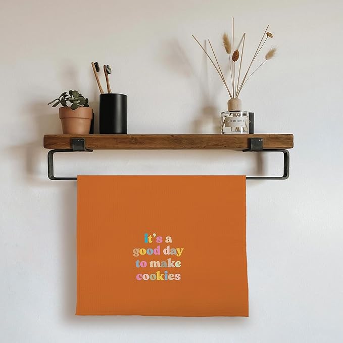 Baking & Kitchen Towels, Tea Towels for Bakers & Cooks, Gifts for Cookie Lovers, 16x24 (Orange)