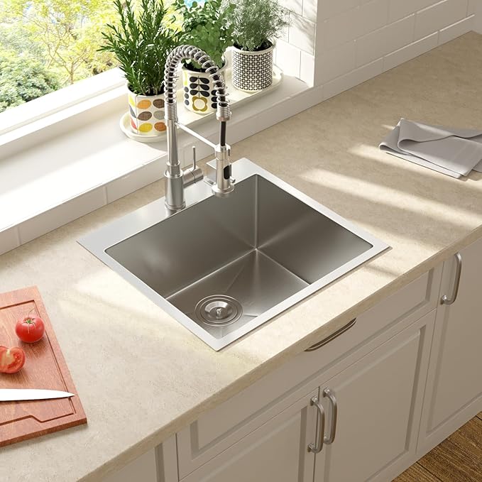 Lordear Drop In Bar Sink 21x20x10 Inch Topmount Bar Prep Kitchen Sink16 Gauge Single Bowl Stainless Steel Indoor Outdoor Island Small Kitchen Sink