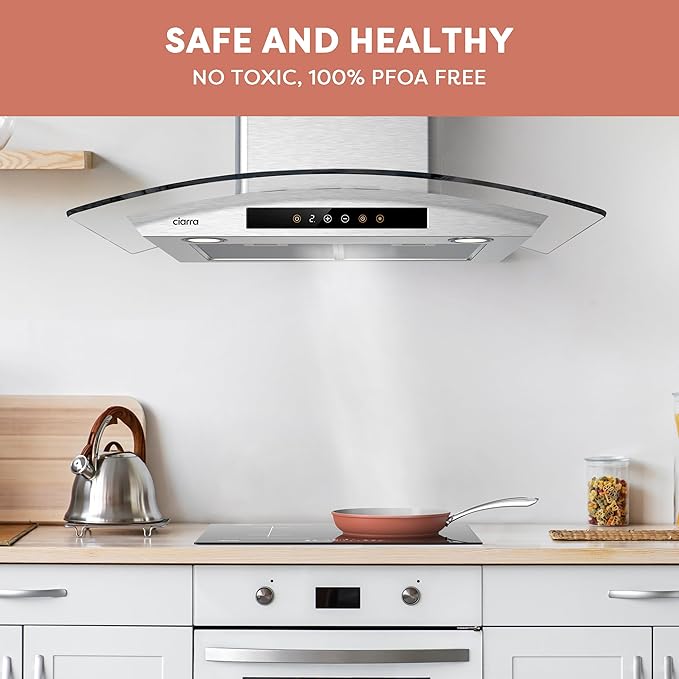 CIARRA Nonstick Ceramic Frying Pan, Non Toxic, PTFE & PFOA Free, Oven Safe & Compatible with All Stovetops, 10.2 Inches, Orange