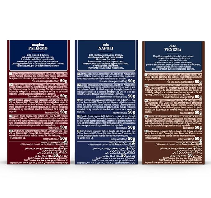 Caffè Borbone Aluminum Espresso Pods for Nespresso Coffee Machines, Intense, Smooth and Rich Italian Roast Coffee - Variety Pack - 100 Count (10 Packs of 10) - NOT compatible with Vertuo machines