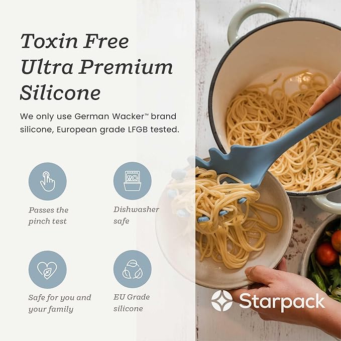 Starpack 'Like a Boss' XL Premium Silicone Cooking Utensils Set (6 Pcs) 13" - Heat Resistant Kitchen Utensils 600°F - Non-Stick Silicone Utensil Set - Large Kitchen Utensils Set for Cooking & Serving