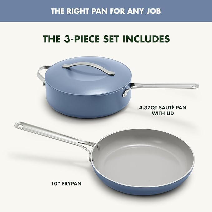GreenPan Nova 10” Frying Pan Skillet and 4.37QT Sauté Pan with Lid, Oprah’s Favorite Things 2024, PFAS-Free Ceramic Nonstick, Induction Suitable, Sear, Fry, Broil, Dishwasher & Oven Safe, Ocean Blue