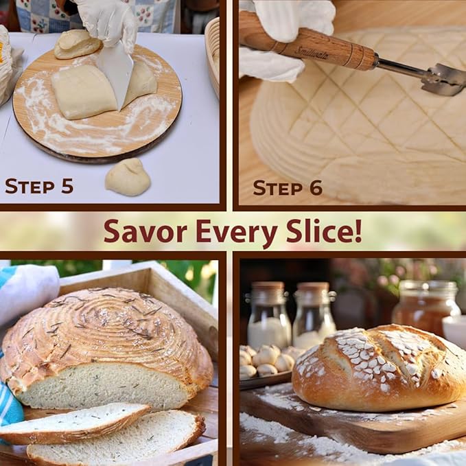 Set of 2 Banneton Bread Proofing Basket with linen Liner, 9" Round & 10" Oval bread basket with 9 Essential Bread Making Tools – Rattan Sourdough Banneton Basket Kit for Baking Enthusiasts