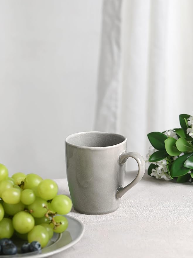 famiware Aurora Coffee Mugs, 14oz Mug Set of 4, Stoneware Mug, Cups for Kitchen, Cappuccino, Latte, Reactive Glaze, Microwave Safe, Scractch-resistant, Slate gray