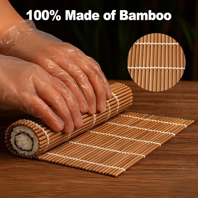 2PCS Bamboo Sushi Rolling Mat, Carbonized Sushi roll maker, Sushi making kit, Bamboo Sushi Rolling Mat