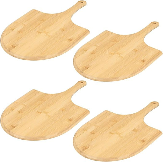 4Pack Natural Bamboo Pizza Spatula, Pizza Peel 11 Inch, Wooden Pizza Spatula Paddle Board for Home Pizza Cutting，Cheese, Bread,Fruit,Vegetable Oragaznie (4)