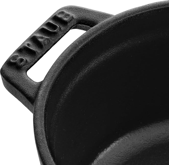 STAUB Cast Iron Dutch Oven 0.5-qt Round Cocotte, Made in France, Serves 1, Matte Black