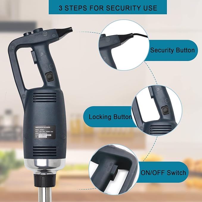 Li Bai 18 in Heavy Duty Immersion Blender Handheld Kitchen, Hand Blenders for Kitchen, Commercial Mixer Electric, 750W Detachable Shaft Adjustable Variable Speed, Emulsifier Blender Handheld