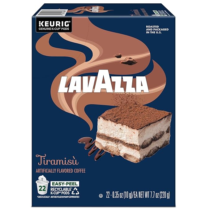Lavazza Tiramisù Coffee, Single Serve Keurig K-Cup Pods, Flavored Coffee, 88-Count Box (4 Packs of 22)