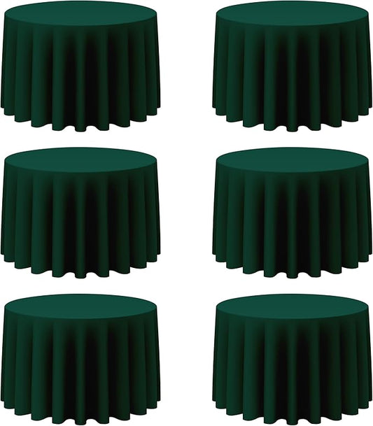 BRILLMAX 6 Pack Hunter Green Round Tablecloths 108 Inch - Circle Bulk Linen Polyester Fabric Washable Table Cloth Cover for Wedding Reception Banquet Birthday Party Buffet Restaurant