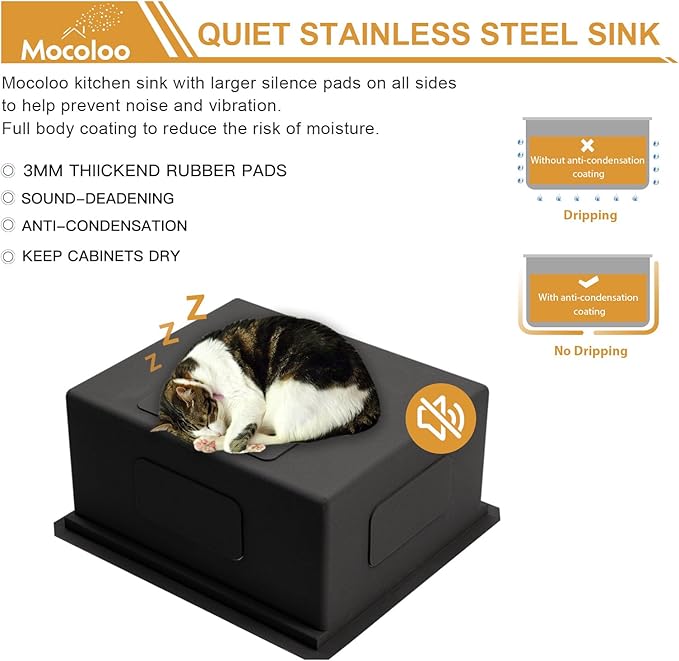 Mocoloo 23x19 Inch Black Kitchen Sink Undermount Stainless Steel Single Bowl Kitchen Sinks Workstation All In One 23 In Bar Prep Small Handmade Sink