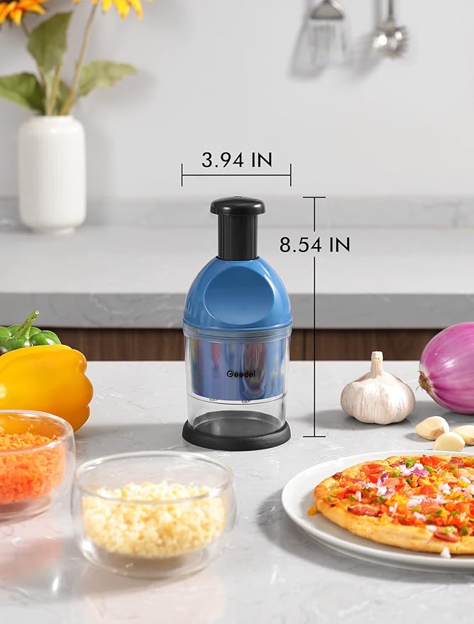 Geedel Food Chopper, Easy to Clean Manual Hand Vegetable Chopper Dicer, Dishwasher Safe Slap Onion Chopper for Veggies Onions Garlic Nuts Salads