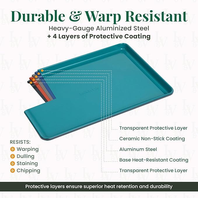 Larder & Vine 8-Piece Bakeware Set | Non-Stick Baking Set with Ceramic Finish | PFAS, PFOA, PTFE, and BPA Free Baking Essentials | Baking Sheets, Muffin Tins and Assorted Baking Pans | Bondi