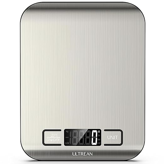 Ultrean Food Scale, 33lb Digital Kitchen Scale for Food Ounces Grams, 304 Stainless Steel, Type-C Charging and Batteries, Perfect for Meal Prep, Cooking, and Baking