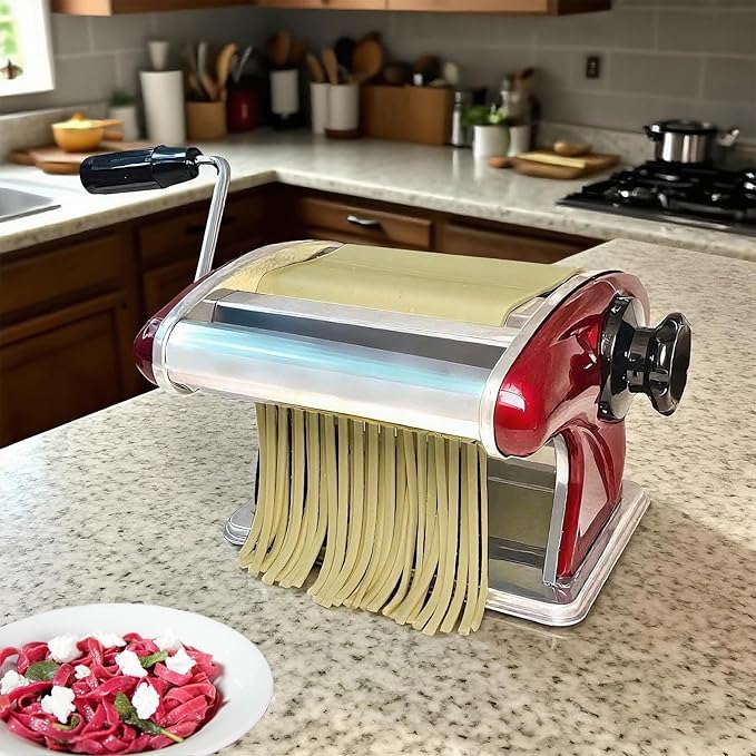 XINGYUEXUAN Manual Pasta Maker - Stainless Steel Noodle Machine with 2mm/4mm Cutters, Hand Crank for Homemade Spaghetti & Fettuccine