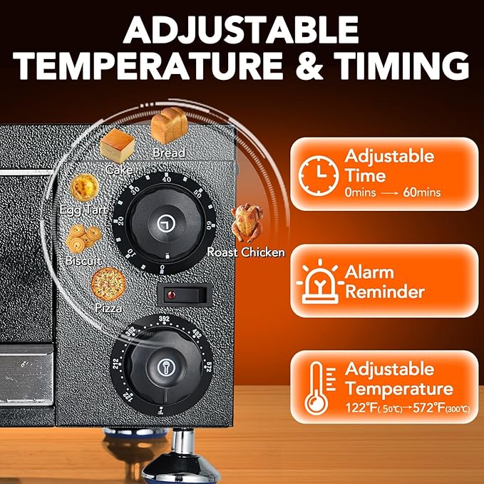 GarveeHome Electric Pizza Oven Indoor, 12" Countertop Pizza Oven with 0-60 Minutes Timer, Pizza Maker Machine for Home and Commercial with Gloves, Clip & Pizza Roller