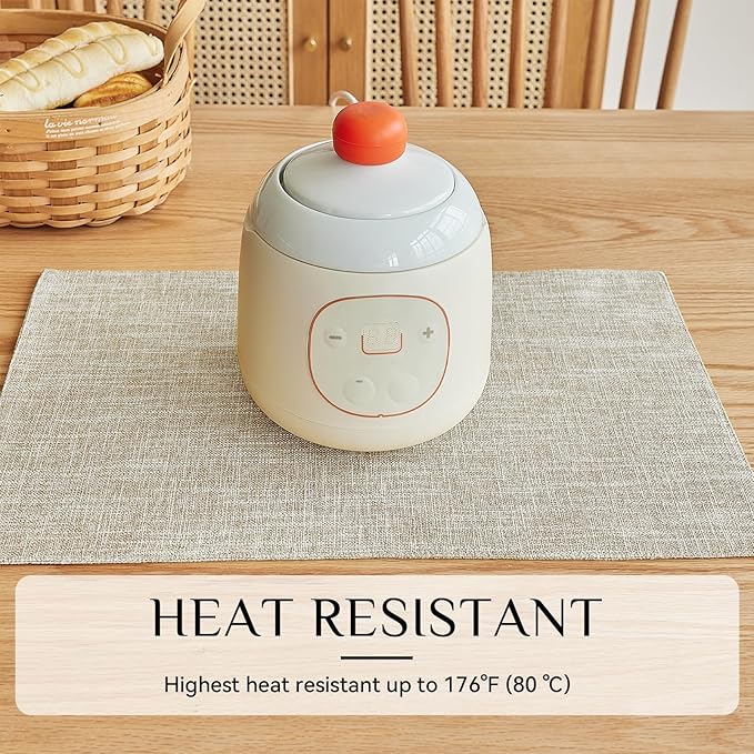 Softalker Faux Linen Placemats Set of 4-12 x 18 Inch, Heat Resistant Double Layered Durable Burlap Farmhouse Place Mats, Non-Slip Washable Rustic Table Mats for Dining, Kitchen, Party（Beige