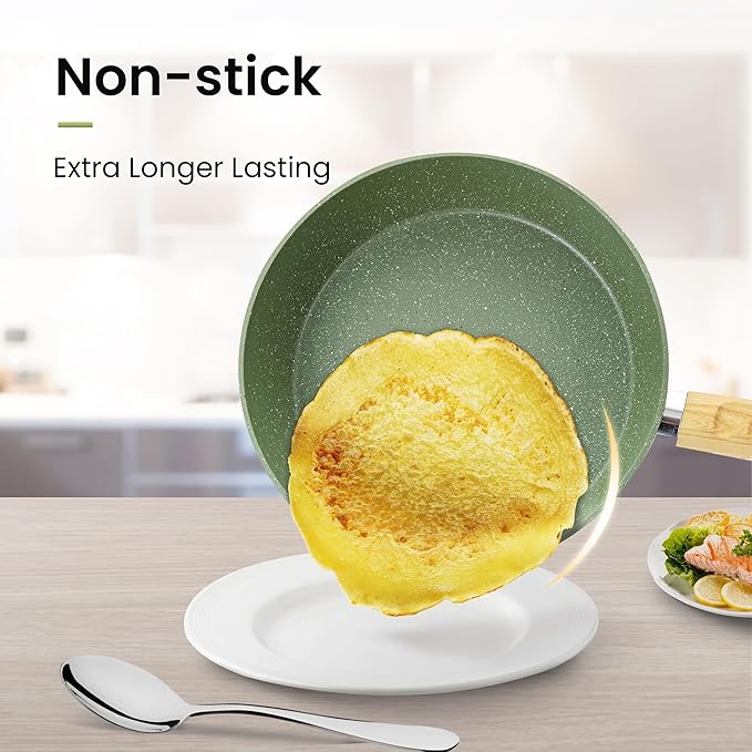 30 Piece Pots and Pans Set Non Stick, Nonstick Induction Granite Kitchen Cookware Sets, Induction Cookware and Bakeware Set, Nonstick Granite Cooking Set, Pan Sets for Cooking, Green