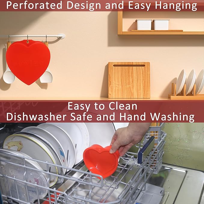 MILIVIXAY 2PCS Heart Shaped Cake Pans, 4 Inch Cake Mold, Red, Thin Style, Completely Non Stick, Food Grade Silicone, Easy To Store and Wash, Microwave, Freezer and Oven Safe.