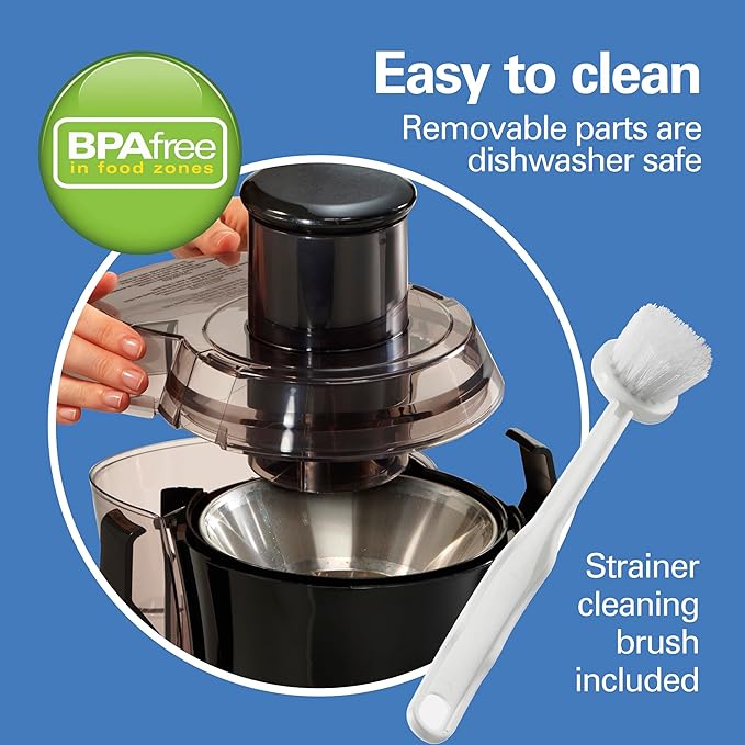 Hamilton Beach Juicer Machine, Big Mouth 3” Feed Chute for Whole Fruits and Vegetables, Easy to Clean, Centrifugal Extractor, Vegetable & Fruit Juicer, BPA Free, 800W Motor, Stainless Steel