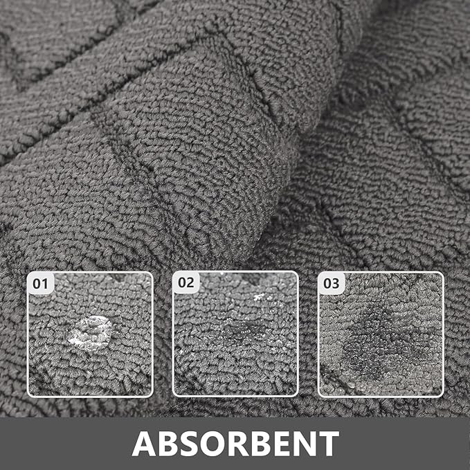 hicorfe Kitchen Rugs and Mats Sets,2 Pieces Super Absorbent Polypropylene Non-Slip Rug,Soft Comfort Floor Mat,Washable for Kitchen,Hallway,Office,Sink,Laundry(24" x 35"+24" x 71",Grey)