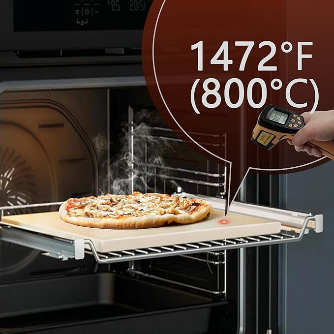 15"x12" Rectangular Pizza Stone for Oven, Grill & Camping, Cordierite Baking Stone with High Heat Resistance