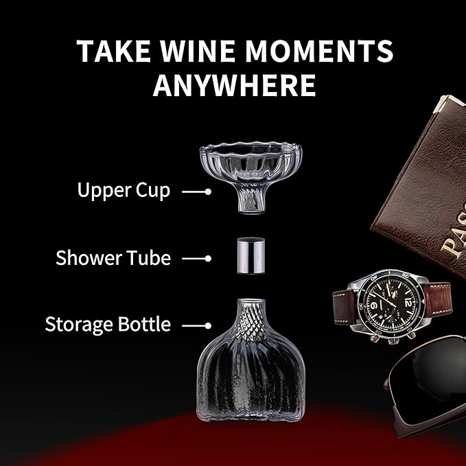 SOUL ONE Wine Decanter, Personal Portable Decanter(365ml), 100% Lead-free, Wine Gift, Wine Accessories, for Business Trip, Picnic,Sharing with Friends and Solitary Moment_Patterned