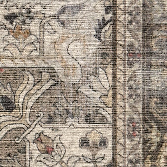 RUGGABLE Washable Vintage Runner Rug – Kamran Hazel 2.5x7, Stain-Resistant, Non-Slip Hallway Runner – Machine Washable Rug for Hallway, Entryway, Living Room & Kitchen–with Standard Pad