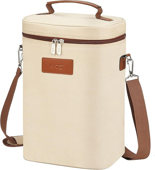 Tirrinia 4 Bottle Wine Gift Carrier - Leakproof & Insulated Padded Portable Versatile Wine Carrying Cooler Tote Bag for Travel, BYOB Restaurants, Wine Tasting, Parties,Gift for Wine Lovers, Beige