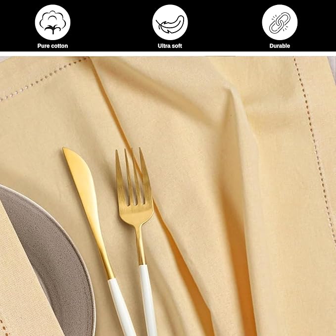 Bedding Craft Cotton Dinner Cloth Napkins Set of 12 – 18x18 Apricot Gelato Hemstitched – Machine Washable Fabric Napkins for Weddings, Baby Showers, Gifting & Parties