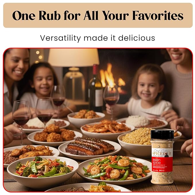 Asian BBQ Seasonings and Rubs for Beef, Salmon & Chicken, Asian Seasoning with Pineapple Ginger & Chili Flakes Sesame Seeds, Scallions | Seafood Seasoning and Spices for Cooking | Kosher, Non-GMO, Vegan, Gluten-Free - 5.3 Oz