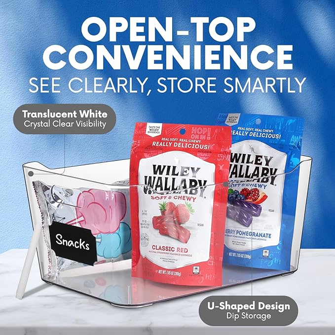 Clear Plastic Storage Bins, Perfect for Kitchen Organization or Pantry Organization and Storage, X-Large Fridge Organizer Plastic Bins, Pantry Organization and Storage Bins, Cabinet Organizers