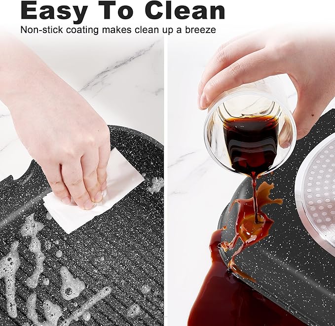 Caannasweis Pots and Pans Set, Nonstick Kitchen Cookware Sets, Granite Pot and Pan, Cooking Pans Pots Set (Classic Black, 20 Piece Cookware set)