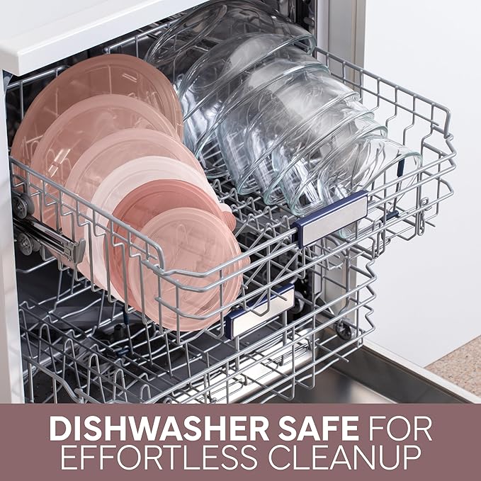 COOK WITH COLOR 12 Pc Glass Mixing Bowl Set with Lids – Borosilicate Glass Nesting Bowls for Cooking, Baking and Meal Prep, Pink