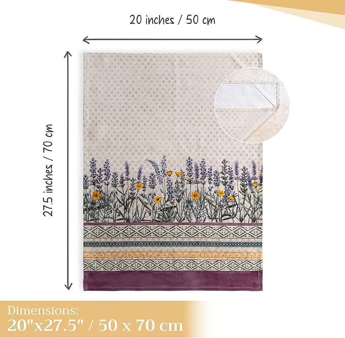 Maison d' Hermine Kitchen Towels Set of 3 100% Cotton 27.50" x 20" Reusable Cloth Tea Dish Towels Absorbent with Hanging Loop for Kitchen, Home, Dining, Cocktail Parties Spring/Summer (Fanny Lavender)