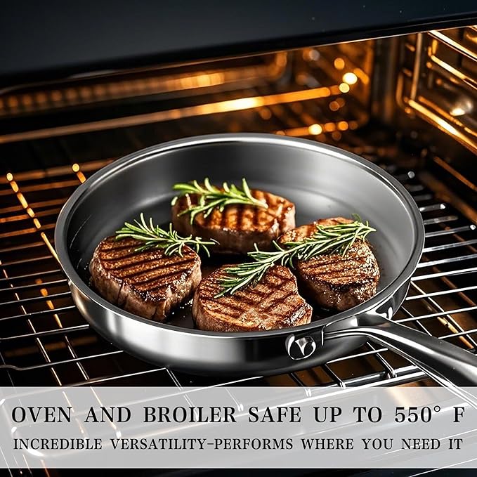 Stainless Steel Cookware Set - VONIKI Tri-ply Stainless Pots And Pans Set with Steamer Basket, Non Toxic Induction Cookware, Kitchen Cookware Sets PFOA & PTFE Free, Dishwasher and Oven Safe