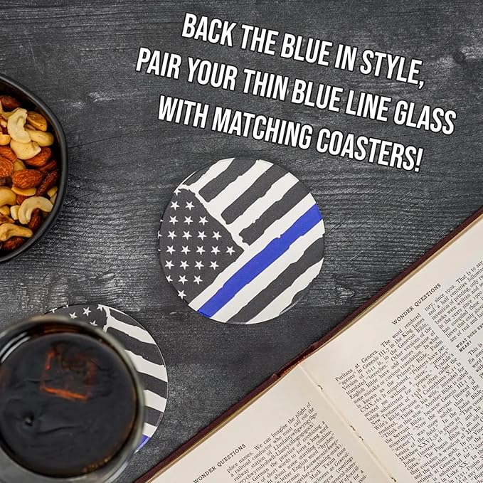 Blue Ridge Mountain Gifts - Thin Blue Line Pint Glass - Personalized Law Enforcement Glass, Police Officer Appreciation, Back the Blue, Police Academy Gift, First Responders Custom Glassware