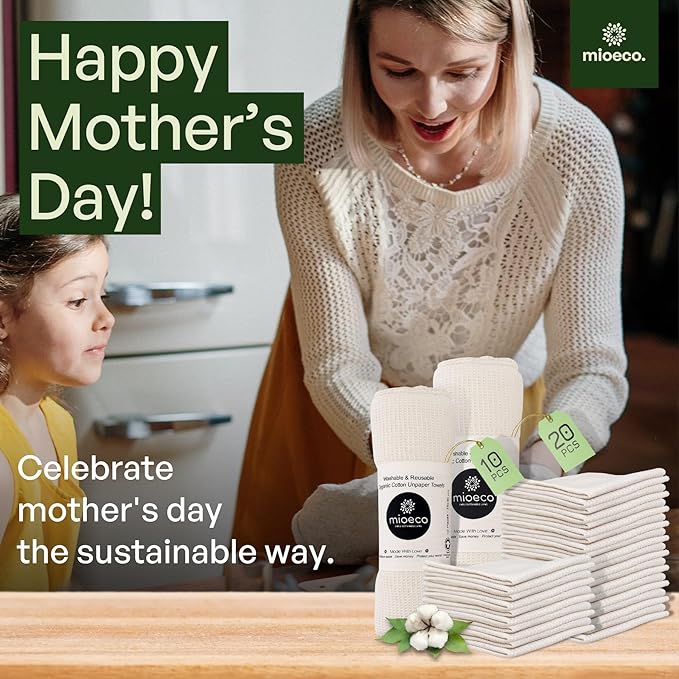 20 Pack Reusable unPaper Towels Washable - Nature Friendly - Organic Cotton Alternative - Thick, Strong, Paperless Kitchen Dish Cloths - Reusable Napkins - Dish Towels - Cloth Napkin - Kitchen Towels