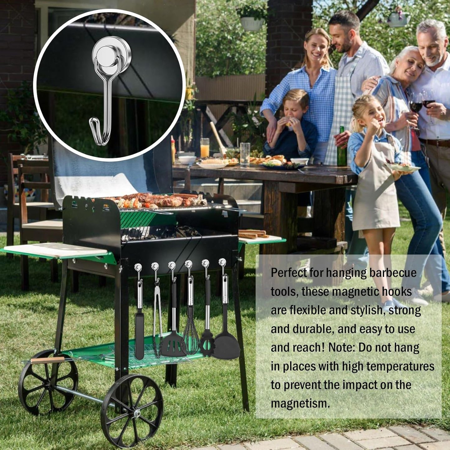 FINDMAG Magnetic Hooks, 30lbs+ Magnet Hooks 2025 Cruise Ship Essentials, Strong Magnetic Hooks for Fridge, Magnetic Hanger for Garage, Whiteboard, Office Supplies, Kitchen Organization, 10 Pack