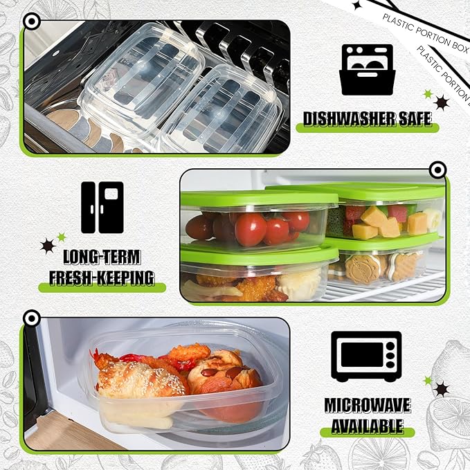 18 Pcs 33 Oz/ 4 Cups Plastic Food Storage Containers with Lids Portion Box Sets with Cover Stackable Plastic Containers with Lids Microwave Freezer Dishwasher Safe (Green)