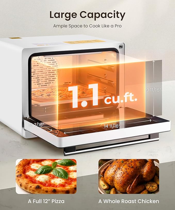 FOTILE HYZK32-E3 ChefCubii 1.1 cu. ft. 4-in-1 Steam-Combi Oven with Steam-Bake, Air Fry, Convection, Dehydrator Functions, and 50 Preset Menus,White