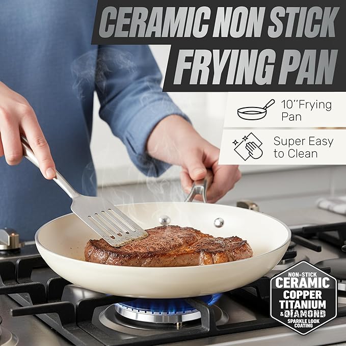 GOTHAM STEEL 20 Pc Ceramic Cookware Set Nonstick, Ceramic Pots and Pans Set Non Stick for Kitchen with Bakeware, Cooking Utensils & Steamer, Non Toxic PFOA PFOS Free, Oven & Dishwasher Safe