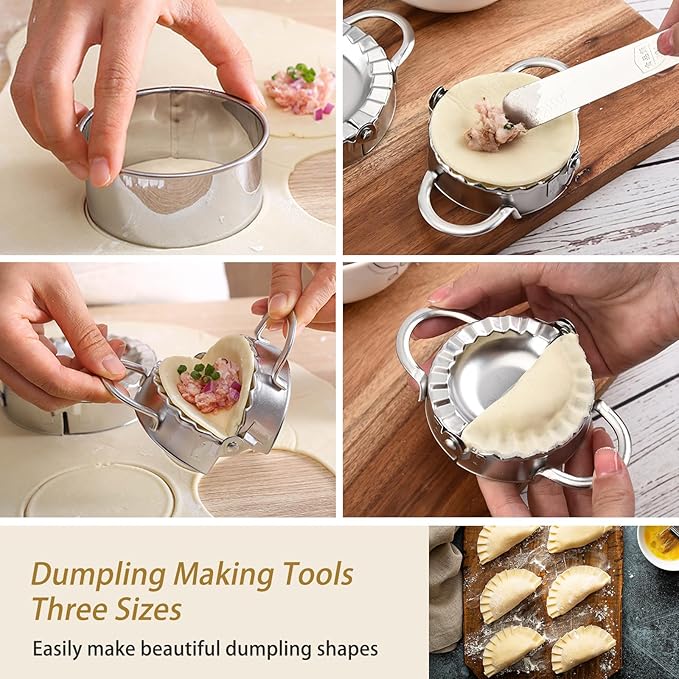 [14 Pieces Upgraded] Ravioli Pasta Cutter Wheel Set, Ravioli Maker Cutter with Roller Wheel with Wooden Handle, Pasta Press Wheel Pasta Tools For Pasta Making Dumplings, Pierogi (14-Pcs Set)