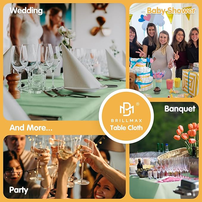 BRILLMAX 10 Pack Sage Green Tablecloths 70 x 120 Inch for 6ft or 8ft Rectangle Tables - Rectangular Bulk Linen Polyester Fabric Washable Cloth Cover for Wedding Reception Banquet Birthday Party