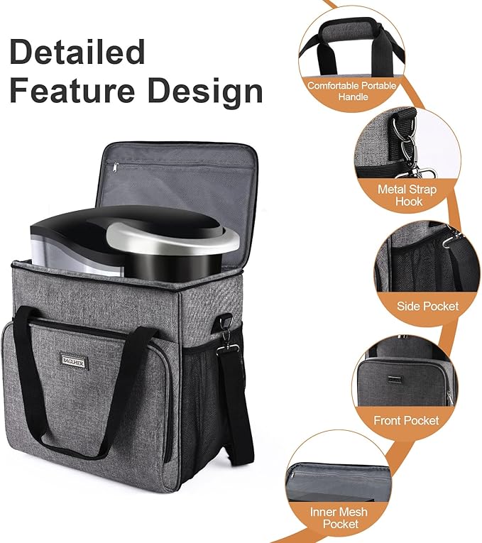 BAGLHER Coffee Maker Travel Bag Compatible with Keurig K-Classic、Keurig K-Elite、Keurig K-Compact or Other Accessories, Portable Coffee Maker Case with Shoulder Strap for Travel, Grey