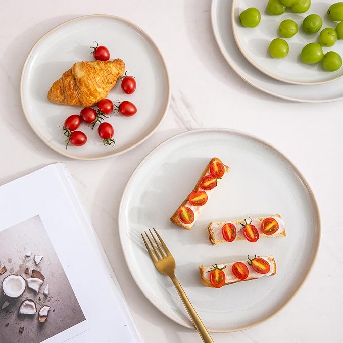 AmorArc Ceramic Dinnerware Sets,Handmade Reactive Glaze Stoneware Plates and Bowls Set,Highly Scratch Resistant | Dishwasher & Microwave Safe Dishes Set,Service for 6 (18pc)