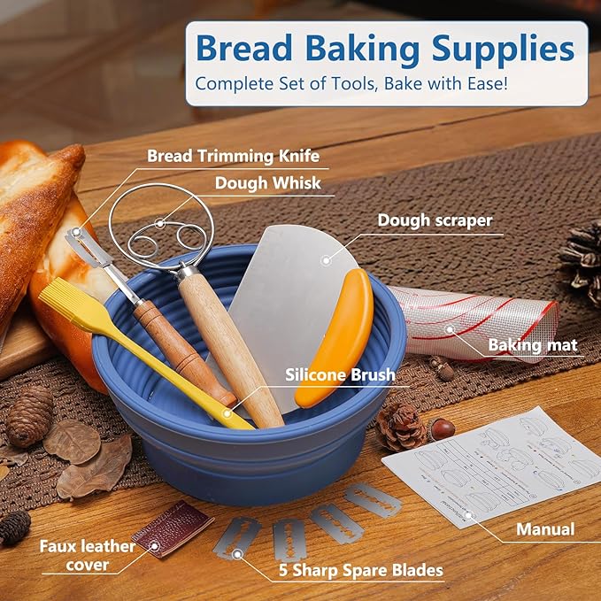 Electric Heating Bread Proofing Basket, Sourdough Starter Warmer - 4 Heat Settings, Foldable 9-Inch Sourdough Starter Kit, Banneton Sourdough Bread Baking Supplies