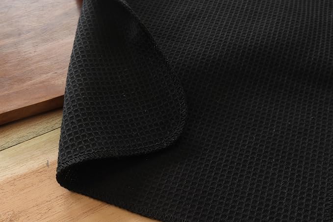 PurpleEssences Dish Cloths and Dish Rags - 8 Pack Waffle Weave Solid Kitchen Dish Wash Cloths, 100% Cotton, 12 x 12 Inches, Ultra Soft Absorbent Quick Drying - Christmas Holiday Winter - Black