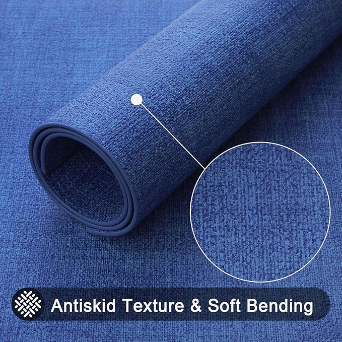 homing Faux Leather Heat Resistant Placemats 8 Packs, Waterproof Wipeable Dining PU Place Mats for Indoor & Outdoor, Easy to Clean, Sea Blue